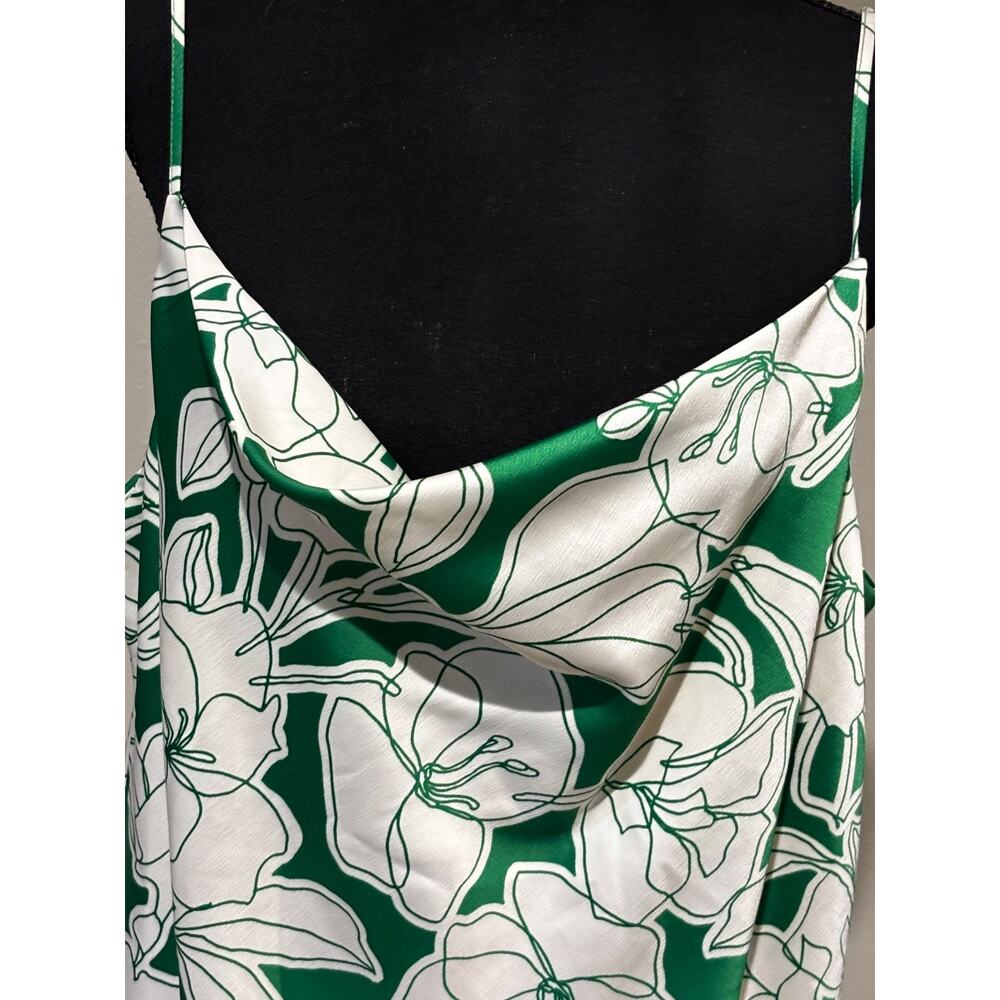 Bar III Womens Green Floral Midi slip dress sz XL Wedding Work Travel City Chic - Picture 3 of 9
